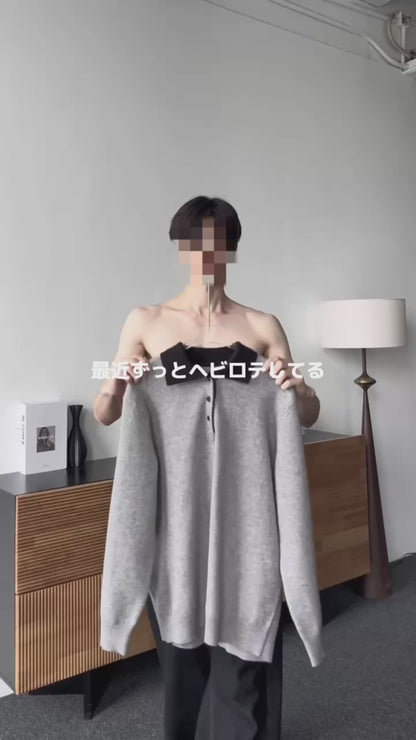Unisex Polo Collar Knit Sweater TK0428